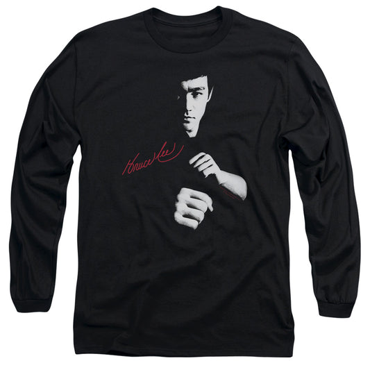 Bruce Lee - The Dragon Awaits - Long Sleeve Adult 18/1 - Black T-shirt