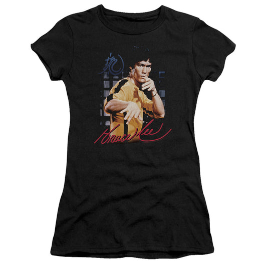 Bruce Lee - Yellow Jumpsuit - Short Sleeve Junior Sheer - Black T-shirt