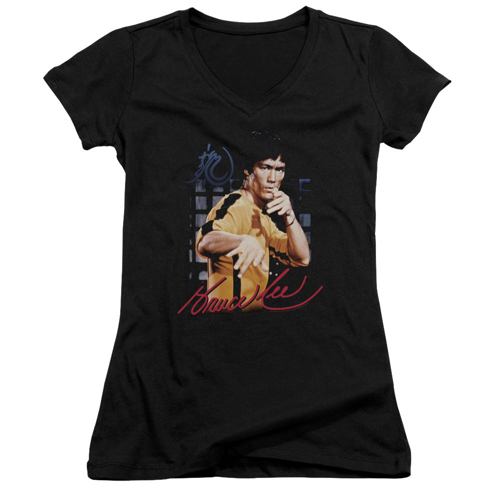 Bruce Lee - Yellow Jumpsuit-junior V-neck - Black