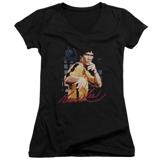 Bruce Lee - Yellow Jumpsuit-junior V-neck - Black