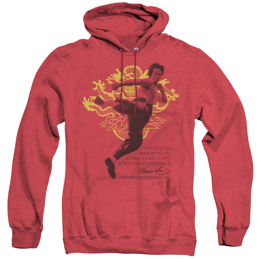 Bruce Lee - Immortal Dragon - Adult Heather Hoodie - Red