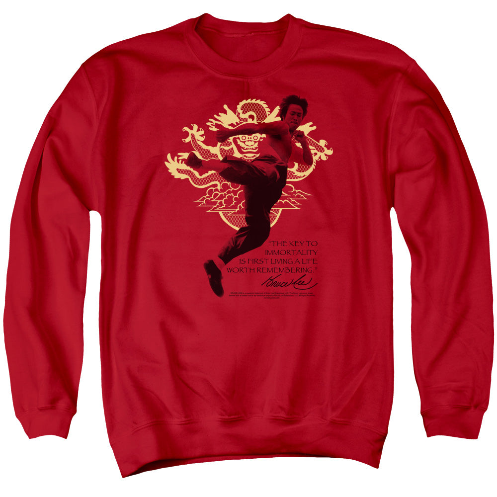 Bruce Lee - Immortal Dragon - Adult Crewneck Sweatshirt - Red