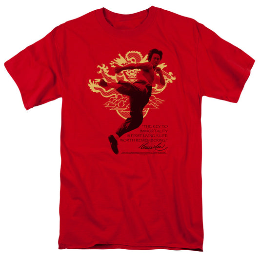 Bruce Lee - Immortal Dragon - Short Sleeve Adult 18/1 - Red T-shirt