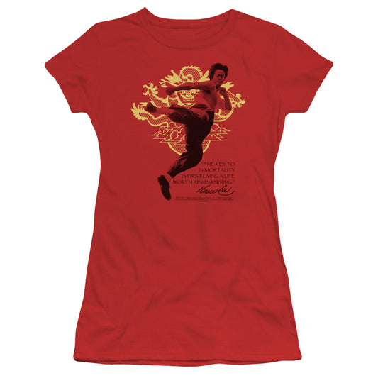 Bruce Lee - Immortal Dragon - Short Sleeve Junior Sheer - Red T-shirt