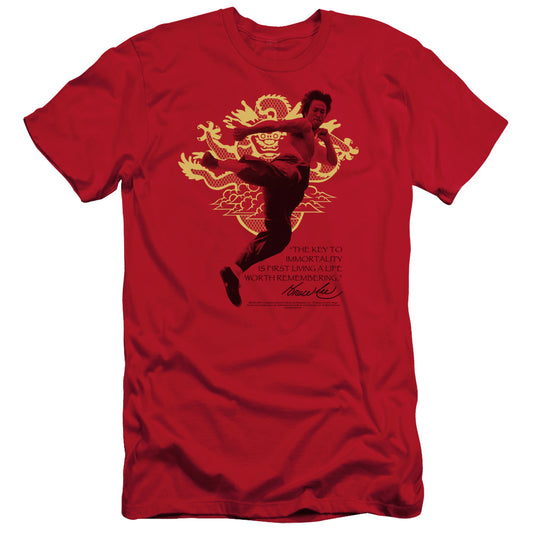 Bruce Lee - Immortal Dragon - Short Sleeve Adult 30/1 - Red T-shirt