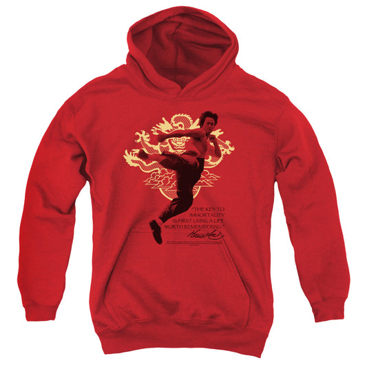 Bruce Lee - Immortal Dragon - Youth Pull-over Hoodie - Red