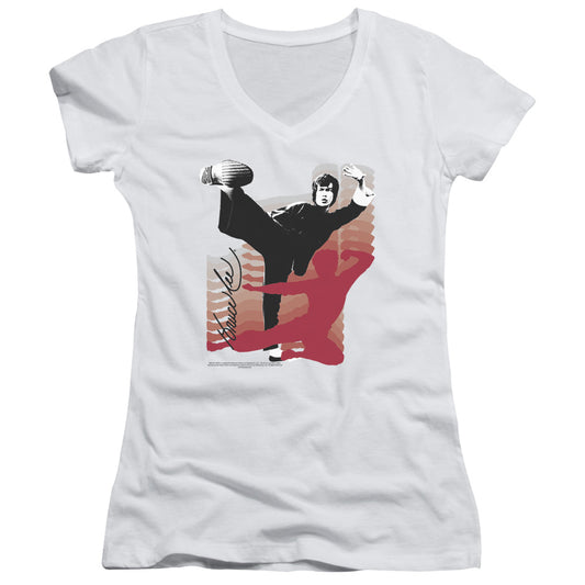 Bruce Lee - Kick It - Junior V-neck - White