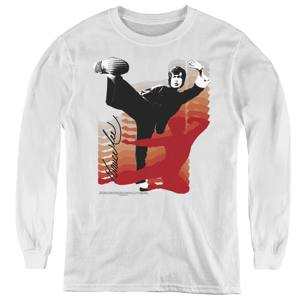 Bruce Lee - Kick It - Youth Long Sleeve Tee - White