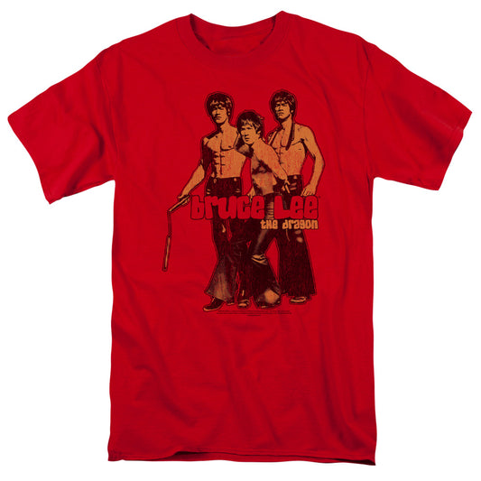 Bruce Lee - Nunchucks - Short Sleeve Adult 18/1 - Red T-shirt