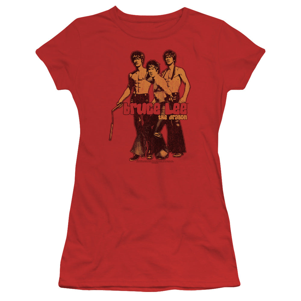 Bruce Lee - Nunchucks - Short Sleeve Junior Sheer - Red T-shirt