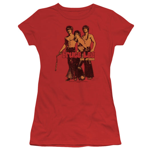 Bruce Lee - Nunchucks - Short Sleeve Junior Sheer - Red T-shirt