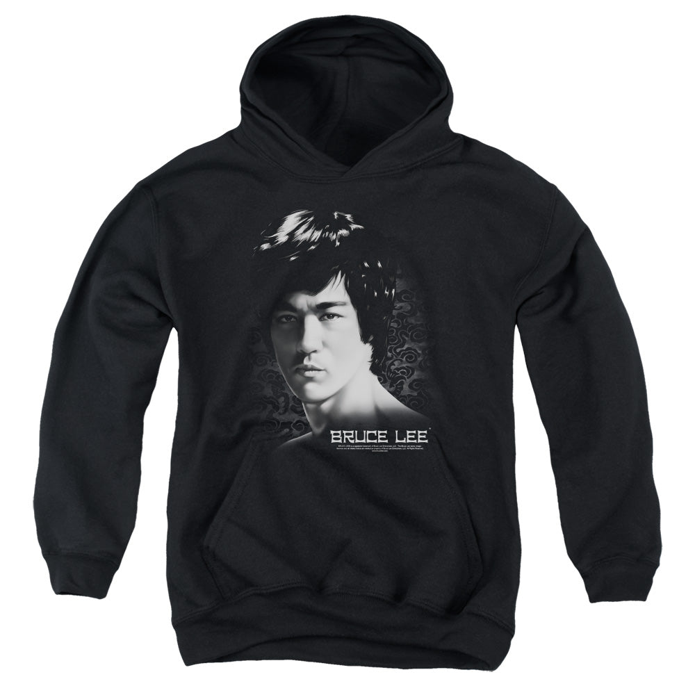 Bruce Lee In Your Face-youth Pull-over Hoodie - Black