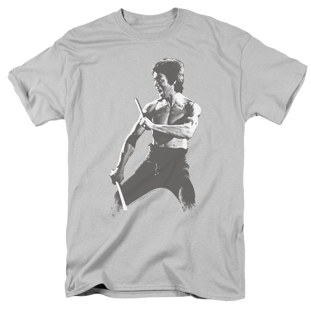 Bruce Lee - Chinese Characters - Short Sleeve Adult 18/1 - Silver T-shirt
