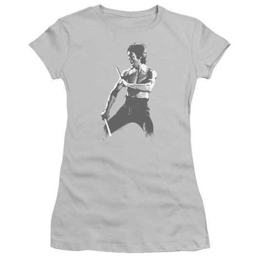 Bruce Lee - Chinese Characters - Short Sleeve Junior Sheer - Silver T-shirt