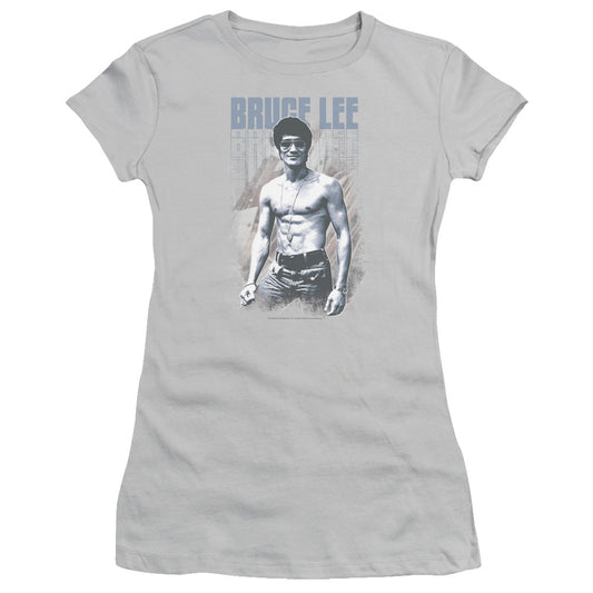 Bruce Lee - Blue Jean Lee - Short Sleeve Junior Sheer - Silver T-shirt