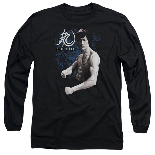 Bruce Lee - Dragon Stance - Long Sleeve Adult 18/1 - Black T-shirt