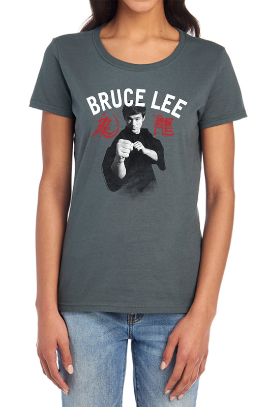 Bruce Lee - Ready - Short Sleeve Womens Tee - Charcoal T-shirt