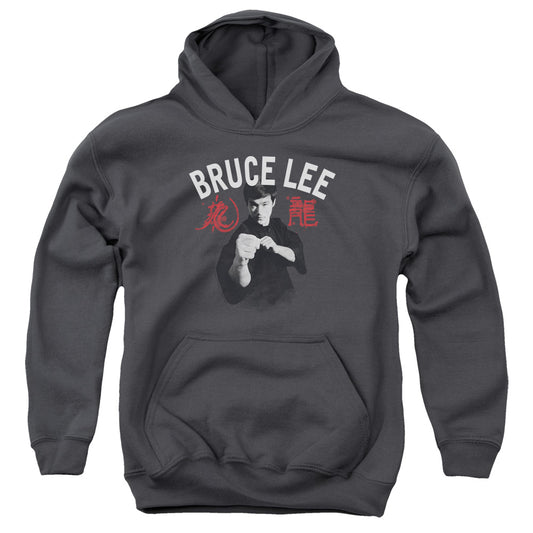 Bruce Lee - Ready - Youth Pull-over Hoodie - Charcoal