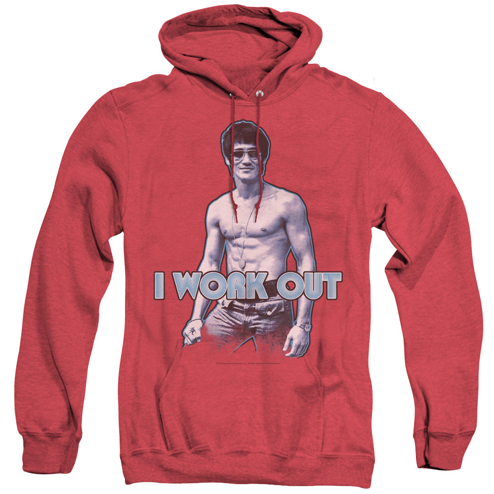 Bruce Lee - Lee Works Out - Adult Heather Hoodie - Red