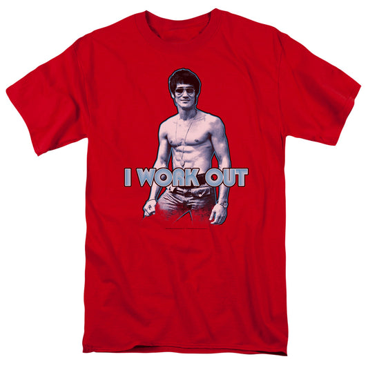 Bruce Lee - Lee Works Out - Short Sleeve Adult 18/1 - Red T-shirt