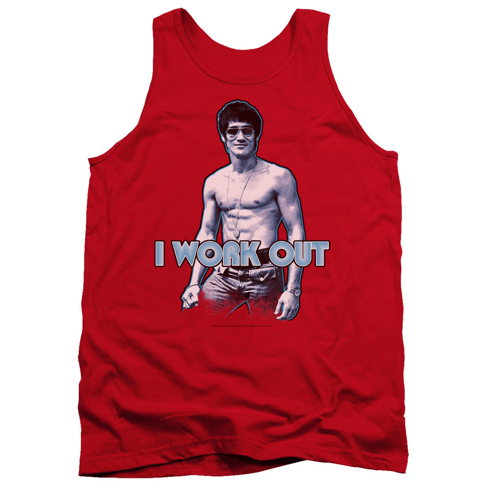 Bruce Lee - Lee Works Out - Adult Tank - Red
