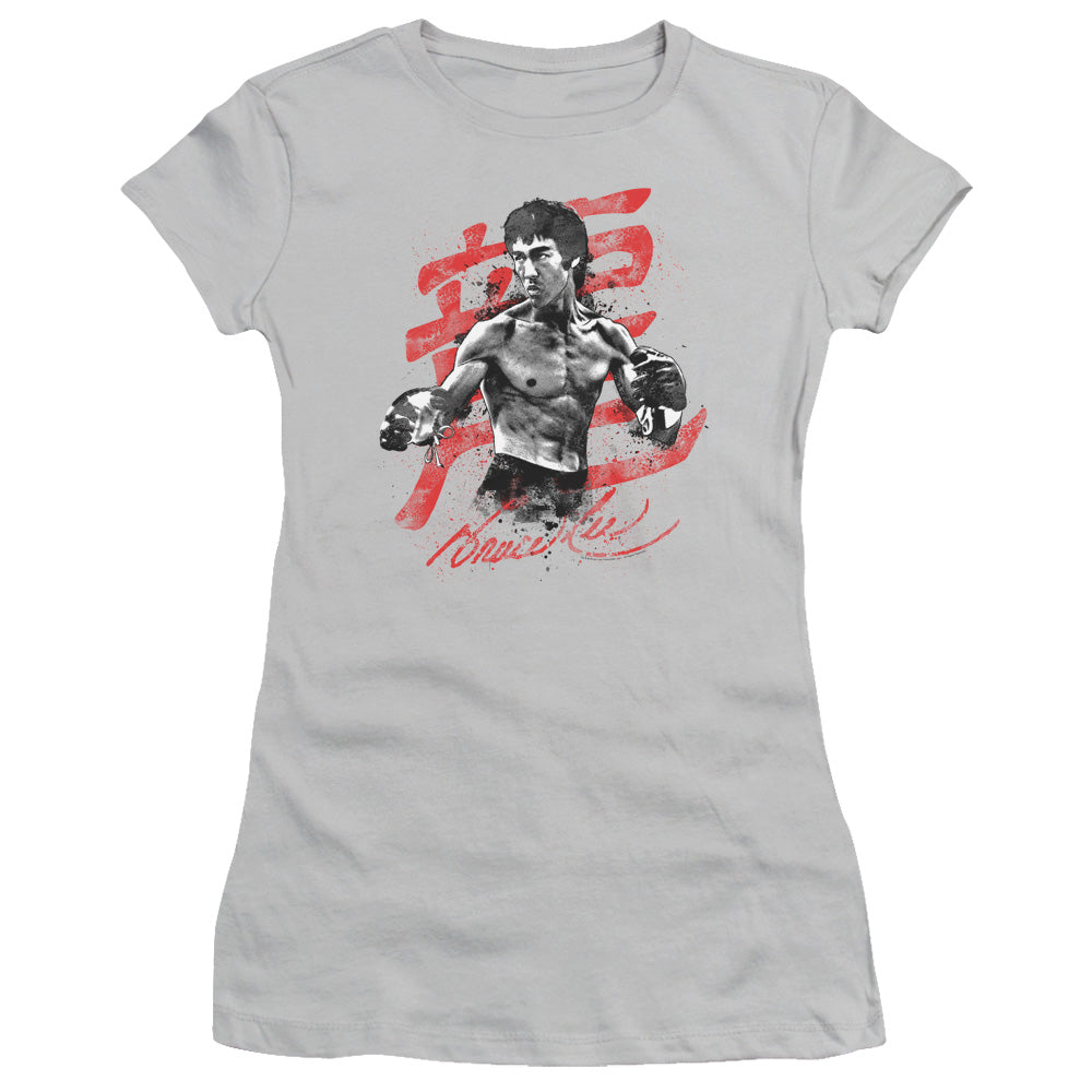 Bruce Lee - Ink Splatter - Short Sleeve Junior Sheer - Silver T-shirt