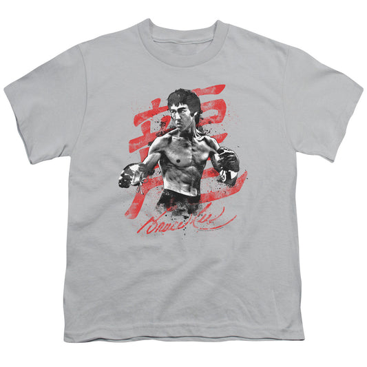 Bruce Lee - Ink Splatter - Short Sleeve Youth 18/1 - Silver T-shirt