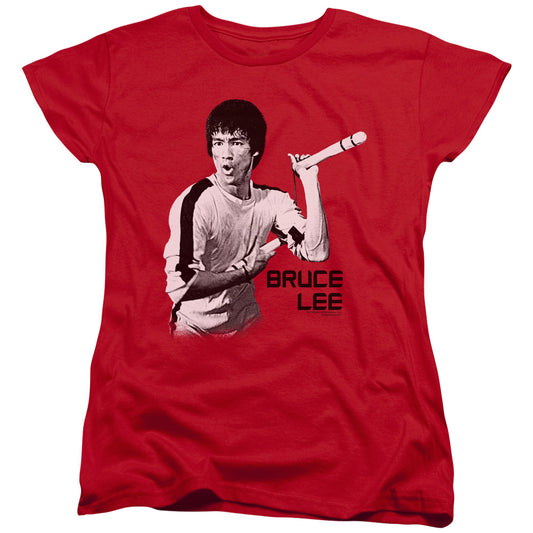 Bruce Lee - Nunchucks - Short Sleeve Womens Tee - Red T-shirt