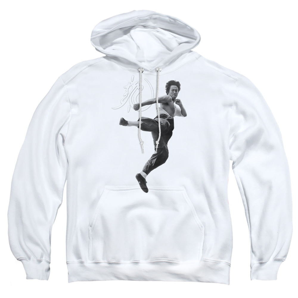 Bruce Lee - Flying Kick - Adult Pull-over Hoodie - White