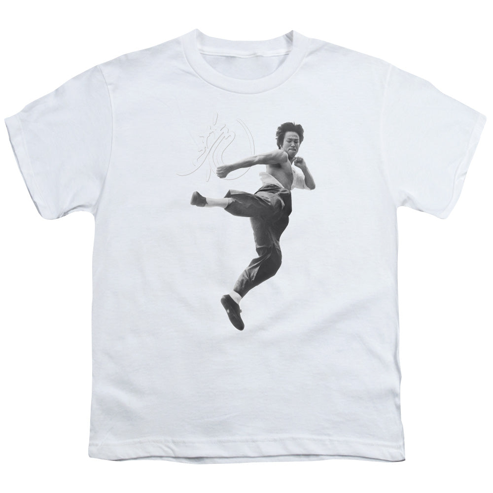 Bruce Lee - Flying Kick - Short Sleeve Youth 18/1 - White T-shirt