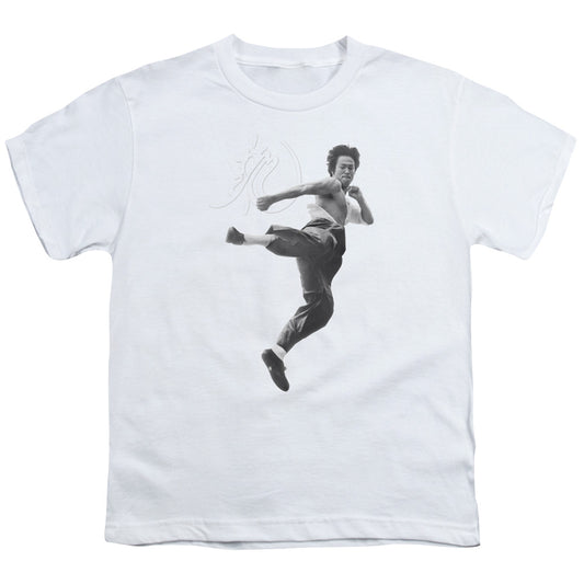 Bruce Lee - Flying Kick - Short Sleeve Youth 18/1 - White T-shirt