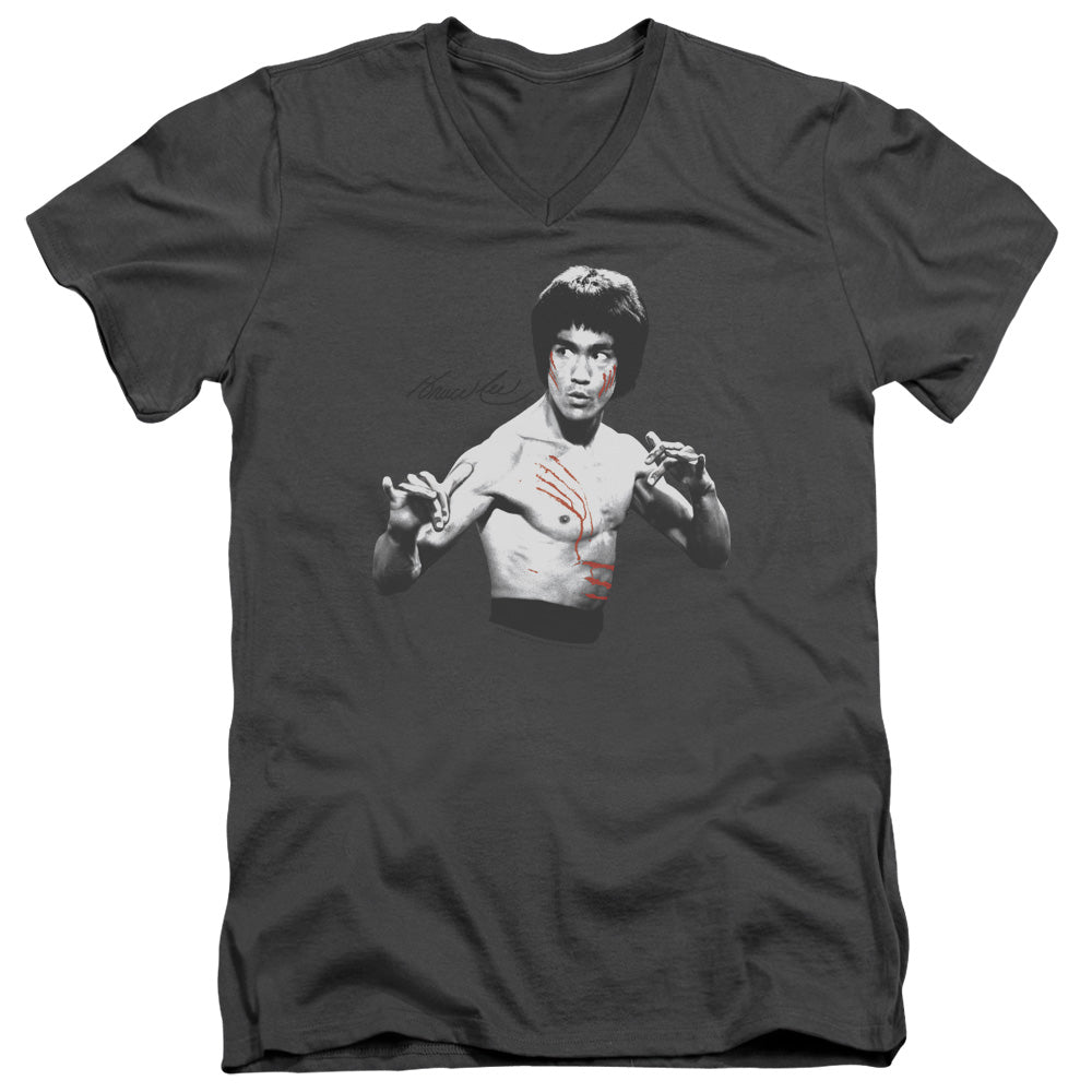 Bruce Lee - Final Confrontation - Short Sleeve Adult V-neck 30/1 - Charcoal T-shirt