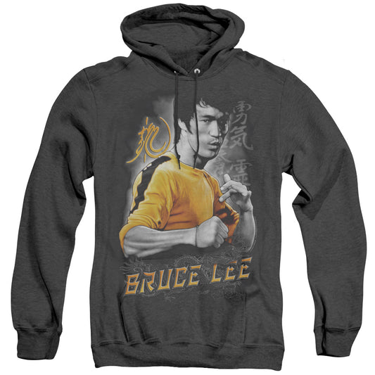 Bruce Lee - Yellow Dragon - Adult Heather Hoodie - Black