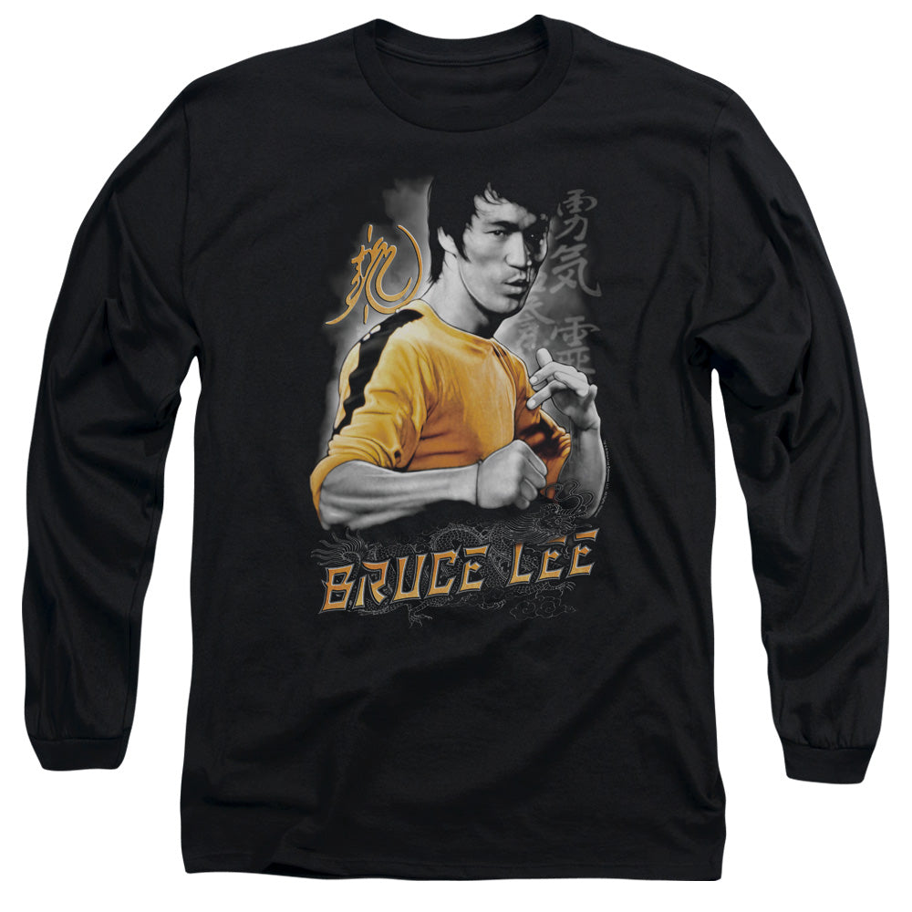 Bruce Lee - Yellow Dragon - Long Sleeve Adult 18/1 - Black T-shirt