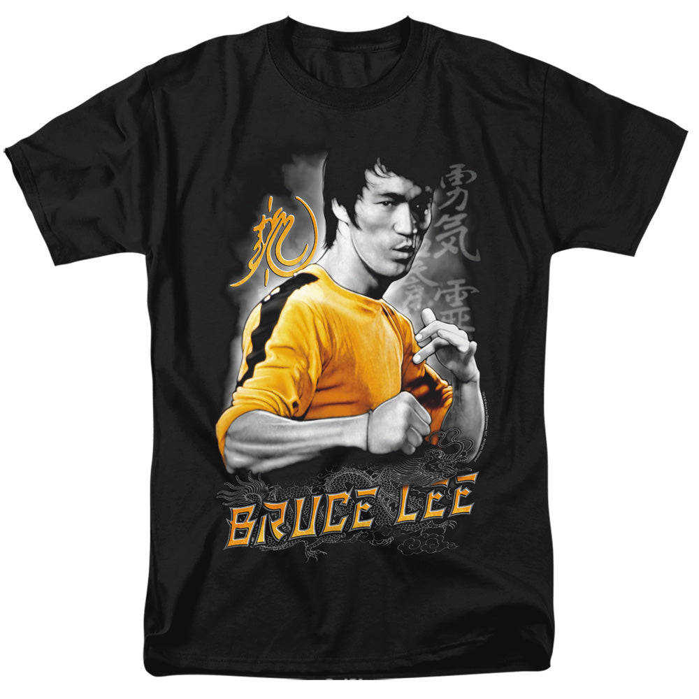 Bruce Lee - Yellow Dragon - Short Sleeve Adult 18/1 - Black T-shirt