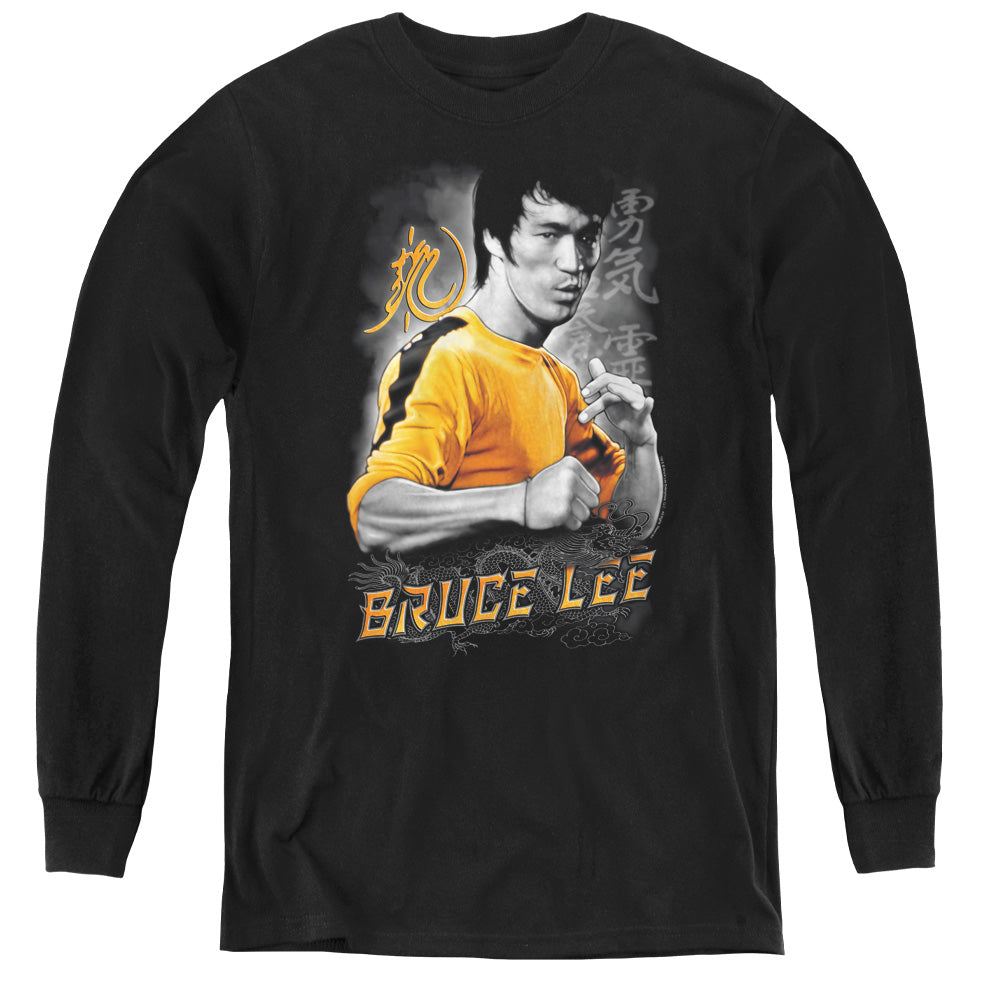 Bruce Lee Yellow Dragon - Youth Long Sleeve Tee - Black