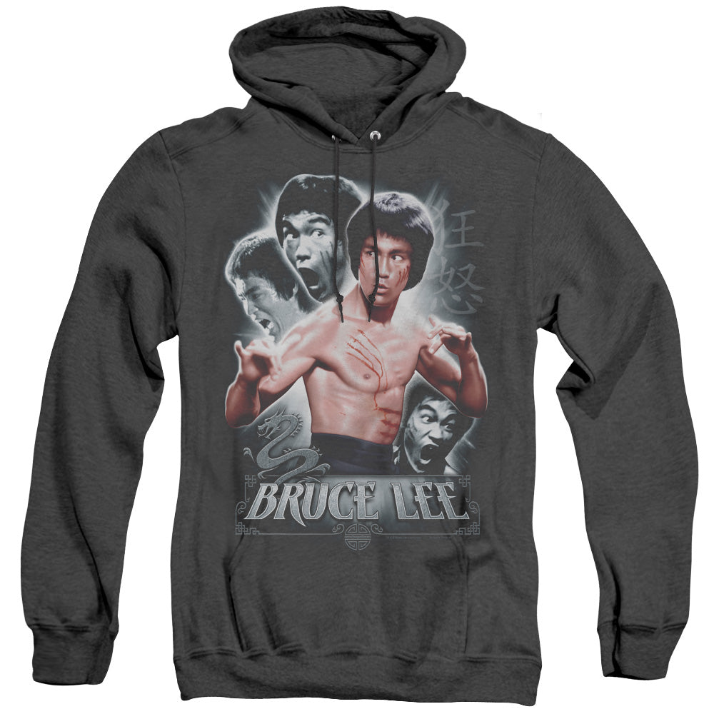 Bruce Lee - Inner Fury - Adult Heather Hoodie - Black