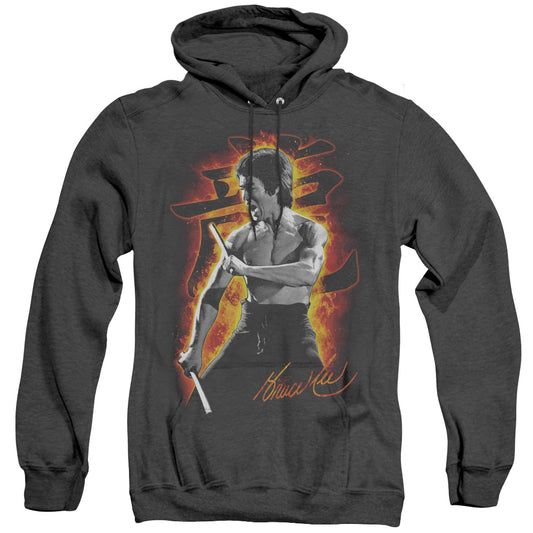 Bruce Lee - Dragon Fire - Adult Heather Hoodie - Black