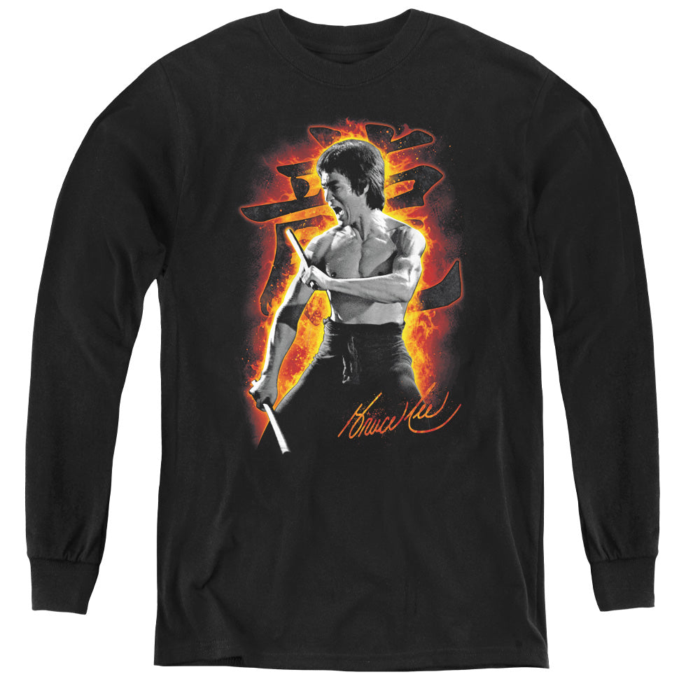 Bruce Lee - Dragon Fire - Youth Long Sleeve Tee - Black