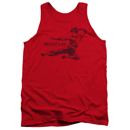 Bruce Lee - Line Kick - Adult Tank - Red