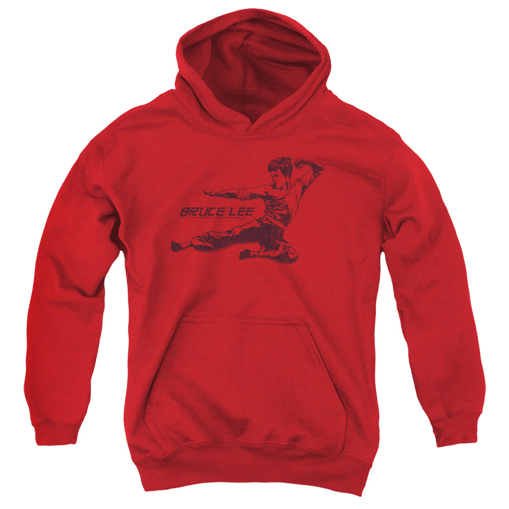 Bruce Lee - Line Kick - Youth Pull-over Hoodie - Red