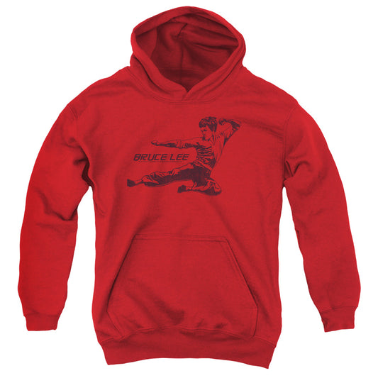 Bruce Lee - Line Kick - Youth Pull-over Hoodie - Red