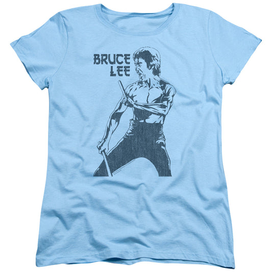 Bruce Lee - Fighter - Short Sleeve Womens Tee - Light Blue T-shirt