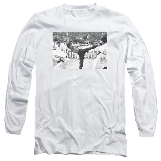 Bruce Lee - Kick To The Head - Long Sleeve Adult 18/1 - White T-shirt