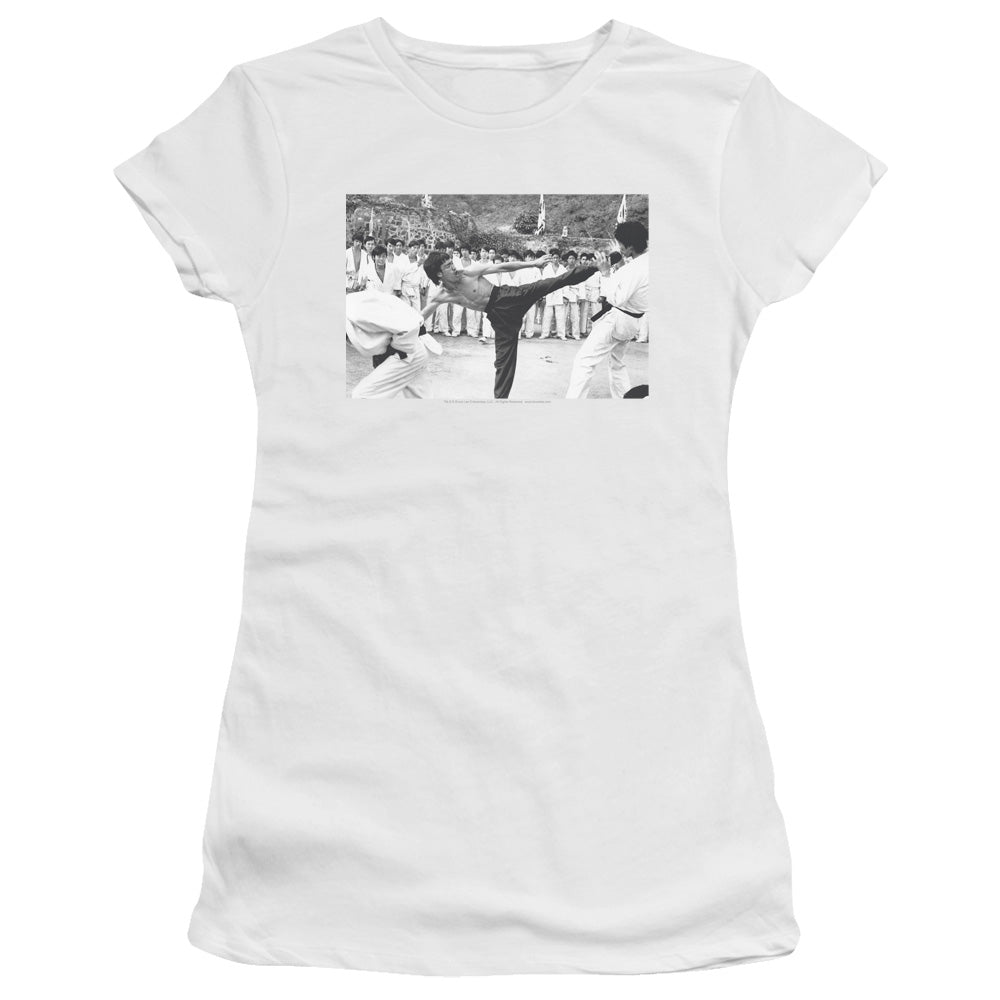 Bruce Lee - Kick To The Head - Short Sleeve Junior Sheer - White T-shirt