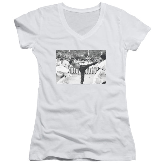 Bruce Lee - Kick To The Head - Junior V-neck - White