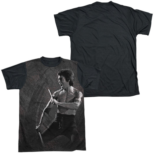 Bruce Lee - Dragon Print - Short Sleeve Adult White Front Black Back   - White T-shirt