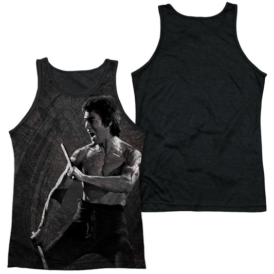 Bruce Lee - Dragon Print - Adult Poly Tank Top Black Back - White