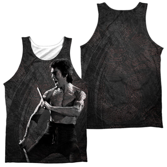 Bruce Lee - Dragon Print - Adult 100% Poly Tank Top - White