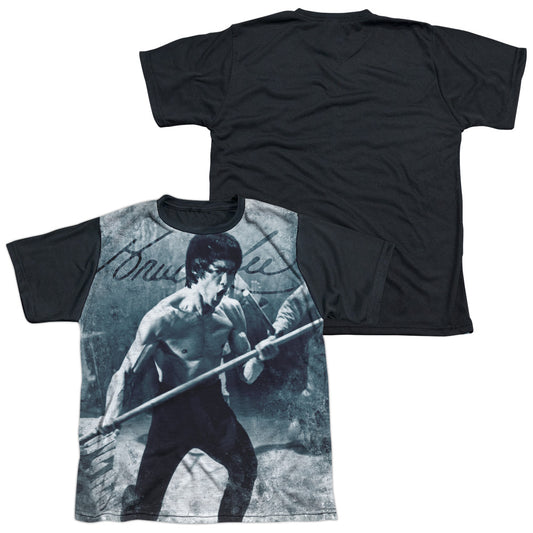 Bruce Lee - Whoooaa - Short Sleeve Youth White Front Black Back   - White T-shirt
